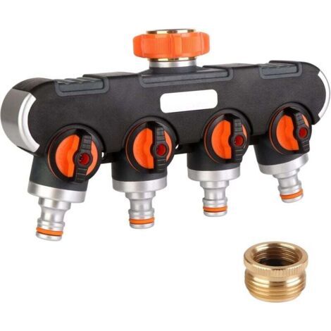 4-wege-wasserverteiler: Y-verteiler Für 3/4 Und 1/2 Zoll Mit Hahnadapter, Durchflussregelung Und Verriegelung, Fliti 4-wege-verteiler