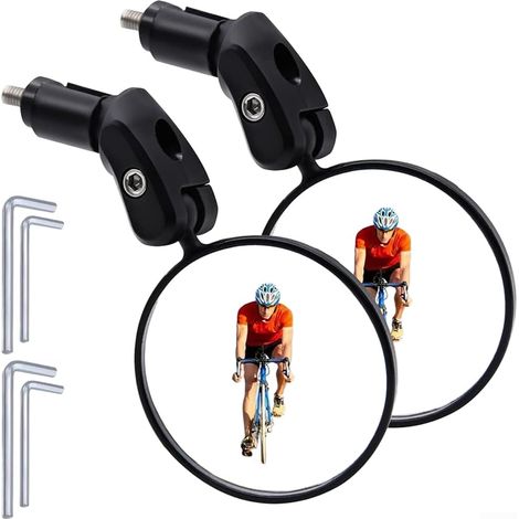 360-grad-drehbarer Fahrradspiegel Mit Hd-acryl-linse, Großer Rückblickwinkel Für Mountainbike Und Rennrad, Verstellbare Lenkerhalterung Für 18-22 Mm, Schwarz