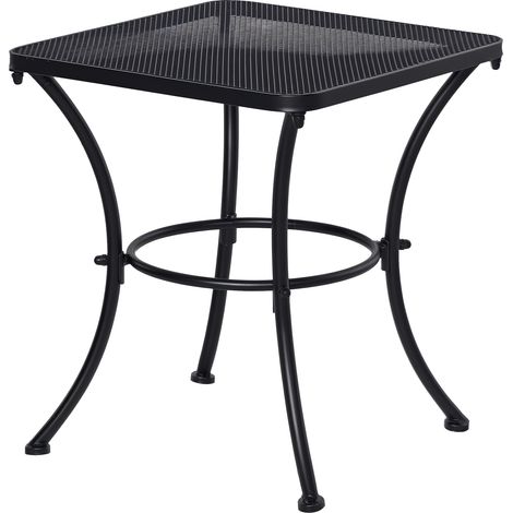 Quadratischer Gartentisch Aus Stahl Mit Gelochter Tischplatte, 45 X 45 X 50 Cm, Schwarz