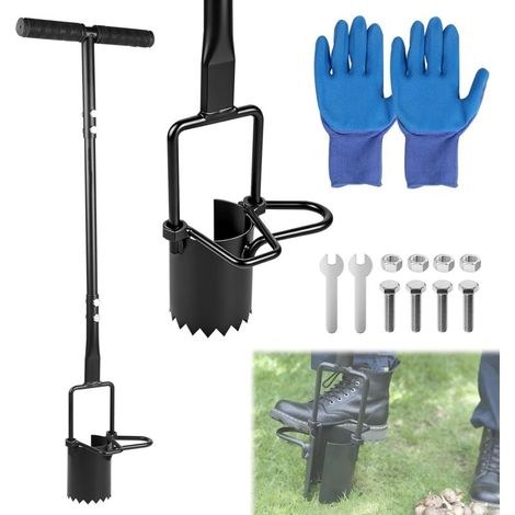 Zwiebelpflanzer Mit 94 Cm Griff, Gartenwerkzeug Mit Fußstütze Und Gezacktem Rand, Werkzeug Zum Ausheben Von Erdlöchern, Handpflanzgerät Für Blumenzwiebeln, Tulpen, Narzissen