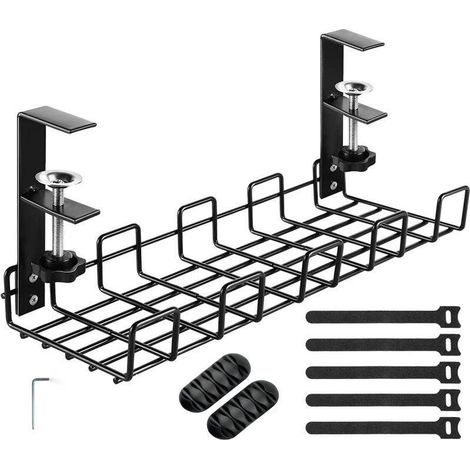Kabelmanagement-ablage Unter Dem Schreibtisch, Keine Bohrung Erforderlich, 1er-pack Schwarz, Einfach Zu Montierender Kabelhalter Für Den Schreibtisch, Aus Kohlenstoffstahl, Kabelablage, Kabelmanagemen