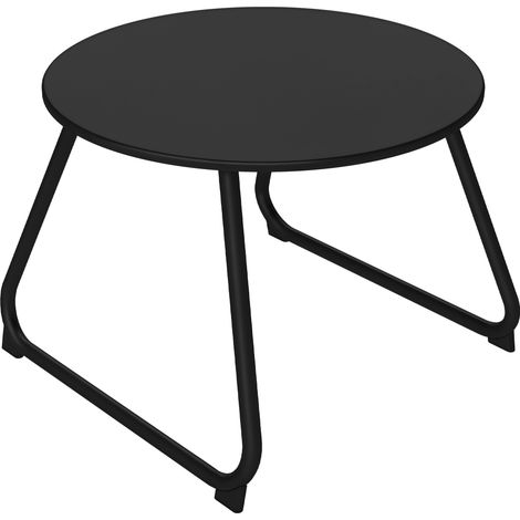 Schwarzer Metall-outdoor-couchtisch, Ø48x37 Cm, Mit Verstellbaren Füßen