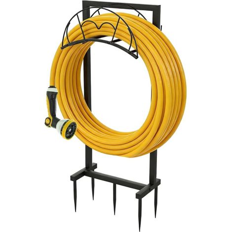 Metall-schlauchhalter, 105 Cm, Mit 5 Erdspießen, Abnehmbar, Für Bis Zu 50 M Schlauch, Robust Und Langlebig, Für Garten, Rasen Und Außenbereich, Schwarz
