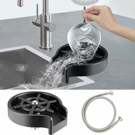 Automatischer Metall-gläserspüler Für Tassen Von 2,1-11,2 Cm, Rince Verre Spülbecken, Schnelle Reinigung, Tassenwaschmaschine Aus Edelstahl, Armaturzubehör Für Küchenspüle, Café, Hotel, Bar - Schwarz