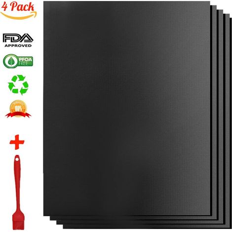 Deckel Für Grill Und Plancha – 4er-set Wiederverwendbarer, Antihaftbeschichteter Und Reinigungsfreundlicher Grillmatten Für Holzkohlegrills, 330 X 400 X 0,2 Mm