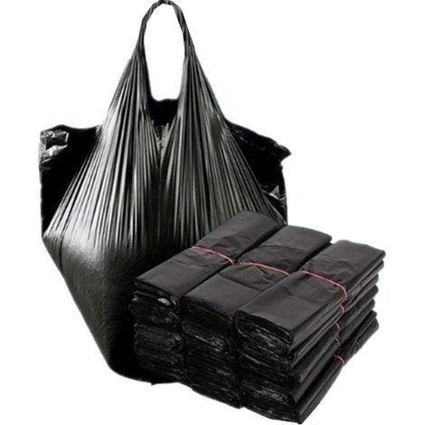 Einweg-müllbeutel Schwarz (100 Stück), Einweg-windeltaschen Mit Praktischen Griffen, Müllbeutel, Langlebige Müllsäcke