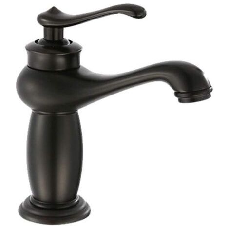 Antiker Schwarzer Kupfer-wasserhahn Für Bad/küche, Einloch-mischer Für Warm- Und Kaltwasser, Küchenablauf, Einzelanschluss-wasserhahn Fliti