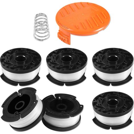 Schneidfaden-spule Für Black & Decker Rasentrimmer, 6 Trimmerfaden-spulen Mit 1 Spulendeckel Und 1 Feder