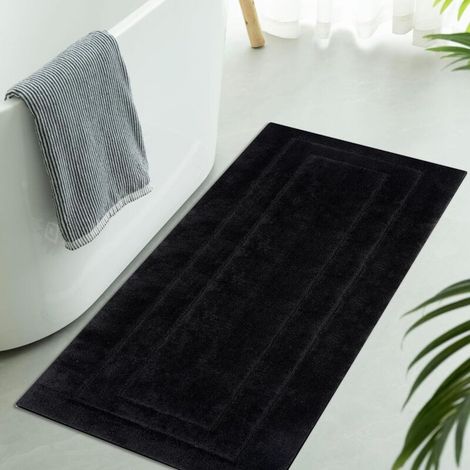 Rutschfeste, Weiche, Saugfähige, Maschinenwaschbare Badematte Für Badezimmer Und Duschen, 60 X 120 Cm, Schwarz