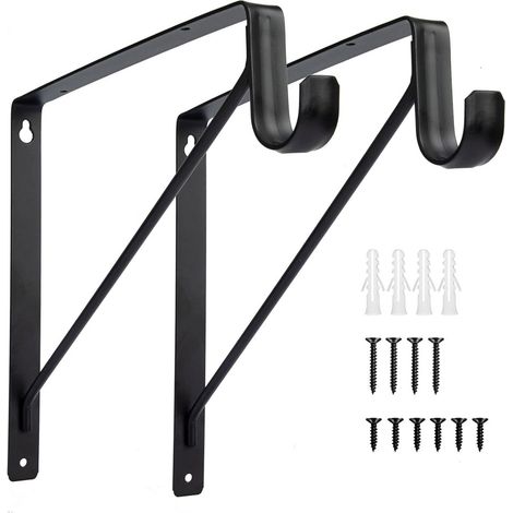 2er-set Robuste Regalhalter Für Kleiderschrankstangen Mit Halterung, Schwarz