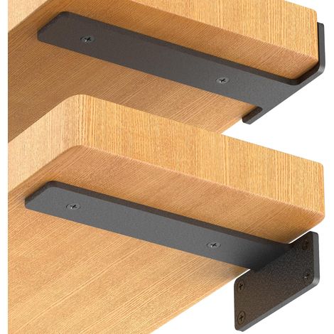 Set Aus 2 Halterungen Für Schwebende Regale, Robuste Industrielle 15 Cm Halterung, Schwarze Metall-l-halterungen Für Regale (0,6 Cm Dicke)