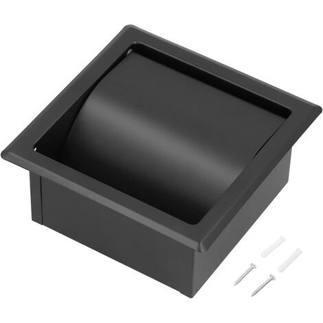 Eingebaute Toilettenpapierhalter Aus Edelstahl, Quadratisch, Mattschwarz, Mit Integriertem Hygienischem Deckel, Wandmontiert