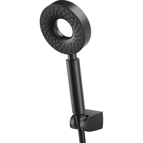Pommeau Douche Noir Ronde Autonettoyant Douchette À Main 3 Modes Univers Pommeau De Douche En Plastique Abs Pomme De Douche Avec 150cm Flexible De Douche Abs Support De Douche
