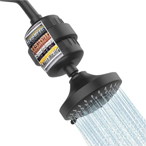 Duschkopf Und 15-stufiger Duschfilter, Hochdruck-duschkopf Mit Filter, 5 Sprühmodi, Schwarz