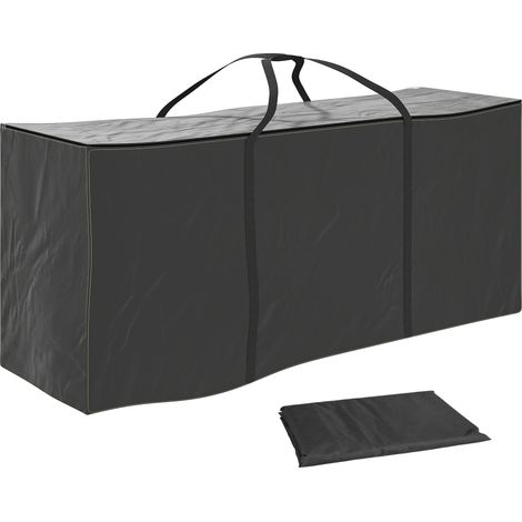 Aufbewahrungstasche Für Gartenkissen, Kissenhülle Für Draußen, Oxford-gewebe Mit Griffen, 175 X 55 X 75 Cm, Schwarz