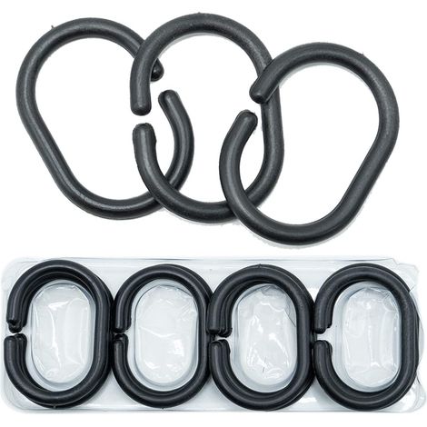 Set Aus 12 Schwarzen Kunststoff-gleitringen Für Duschvorhänge