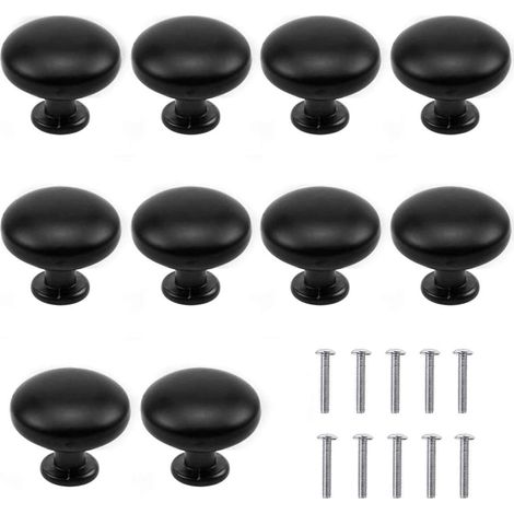 Noir - 10 Stück Schubladengriffe, Mattschwarz, Möbelgriffe, Schubladengriffe, Schrankgriffe, Schubladengriff-set, Möbelschubladengriffe Mit Kuppel, Griffe 30 Mm