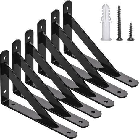 6er-set Dreieckige Eckregalhalter Aus Stahl – Robustes Metall – Mit Befestigungsmaterial – 90° Eckregalhalter (250 X 160 Mm)