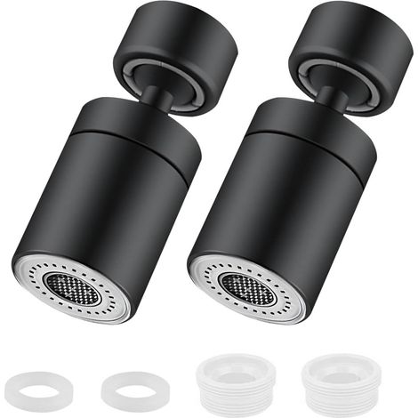 Universelle Verchromte Wasserhähne, 360° Drehbar, Mit Zwei Düsenmodellen Für Küche Und Bad (2er-pack) (schwarz)