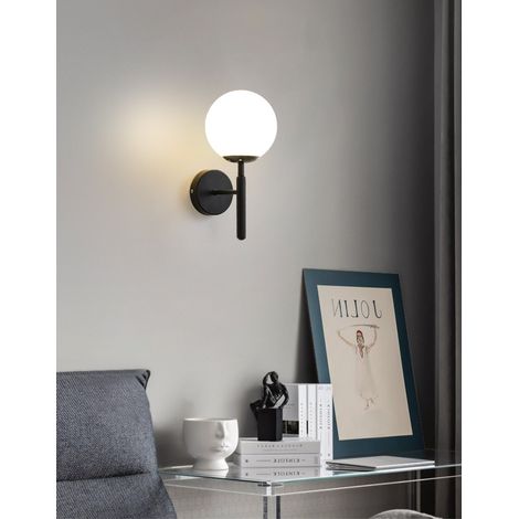 Moderne Wandleuchte Led-wandleuchte Spiegel-led-wandleuchte Kristall-wandleuchte Moderne Innenbeleuchtung. Milchweiße Abdeckung - Schwarzes Modell Ohne E27-leuchtmittel.