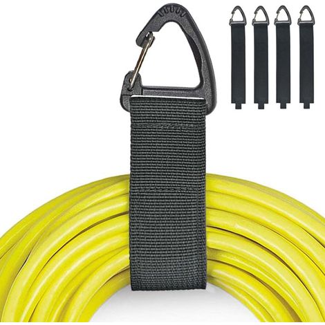 Robuste Karabiner-gurte, Schwarz, 38 Mm X 240 Mm, 4er-pack. Multifunktionale Gurte Zur Organisation Von Kabeln Und Schläuchen.