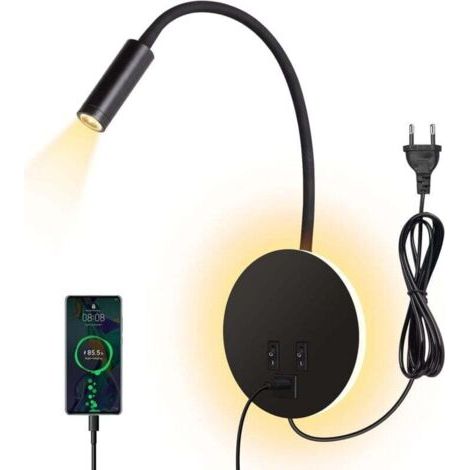 3w+8w Led Schwanenhals-leselampe, Wandleuchte, Nachttischlampe, Wandlicht Mit Schalter