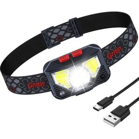 Wiederaufladbare Stirnlampe, 1500l Superhelles Leichtes Wasserdichtes Led-stirnlicht Mit Roter Anzeige, Bewegungssensor, 8 Lichtmodi, 25 Stunden Akkulaufzeit Für Laufen/camping-liaiki