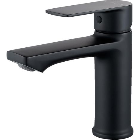 Schwarzer Waschtischmischer, Einlochiger Badezimmer-wasserhahn, Warm- Und Kaltwassermischer Aus Edelstahl Für Das Badezimmer