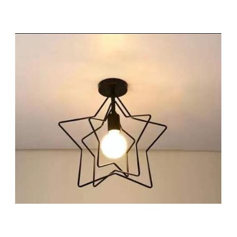 Geometrische Schmiedeeisen-leuchte Für Wohnzimmer, Küche, Loft, Esszimmer, Café (ohne Glühbirne) Schwarzer Stern E27 Weißes Licht