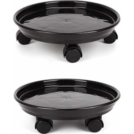 2er-set Pflanzenkörbe, Runder Pflanzenständer Für 30-cm-töpfe Auf Rollen, Robuster Blumentopf-ständer Mit Rollen, Rollwagen, Untersetzer Mit Universalrollen