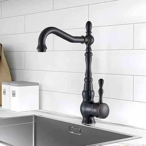 Schwarze Küchenarmatur Mit 360° Schwenkbarem Auslauf, Einhebelmischer Für Spüle, Schwarze Vintage-küchenarmatur