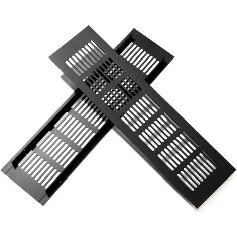 Aluminium-lüftungsgitter, Rechteckiges Entlüftungsgitter Für Die Belüftung Von Schränken Und Schlafzimmern, 30x8 Cm, Schwarz, 2 Stück