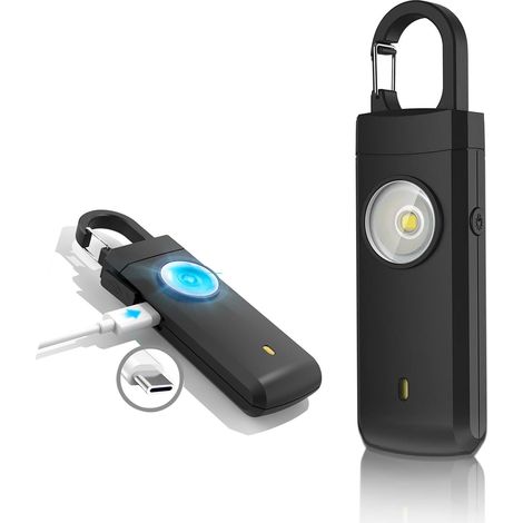 Selbstverteidigungs-sirene Für Frauen, Persönlicher Alarm Mit Led-stroboskop, Persönlicher Sicherheitsalarm Scream Safesound, Stroboskoplicht, Wiederaufladbar, Schlüsselanhänger
