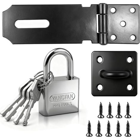Riegel Mit Ruheschloss Aus Edelstahl, Vorhängeschloss-set Mit Vorhängeschloss Und Schrauben, Für Holztüren, Hüttenriegel Für Zimmertür, Schrank Oder Garage (4 Zoll)