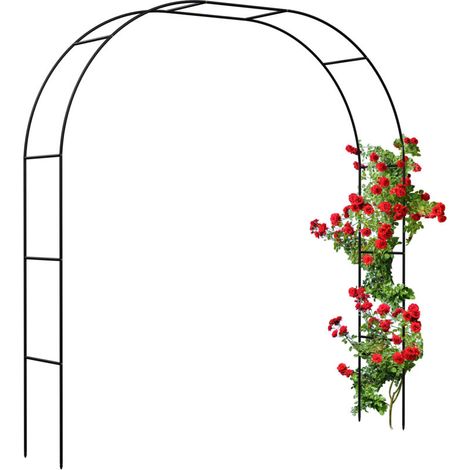 Bogen Für Rosen, Metall, Gitter, Garten, H: 250 Cm, 2 Breiten: 235 Oder 180 Cm, Kletterpflanzen, Schwarz