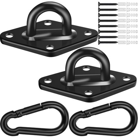 2 Stück Edelstahl 304 Haken M10 Für Hängematte Und Verandaschaukel, Halterung Und Befestigung Für Hängematte, Tragfähigkeit 1700 Lb – Schwarz
