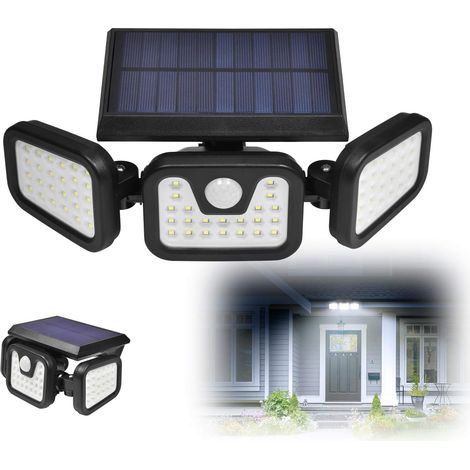 Solar-sicherheitsleuchten, 3 Drehbare Köpfe, 74 Leds, Bewegungsmelder, 550 Lm, Wasserdicht Ip65, Für Einfahrt, Terrasse, Garage Und Gehweg