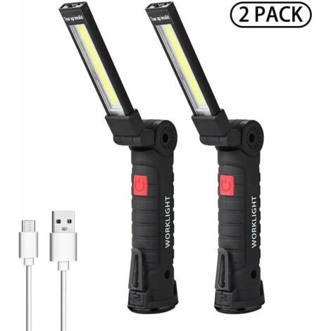 Led-arbeitsleuchte, Led-taschenlampe, Tragbare Led-werkstattleuchte, Wiederaufladbare Inspektionsleuchte, Taschenlampe Mit Magnetfuß, 5 Modi Für Garage, Camping Und Notfälle, Klein, 2 Stück