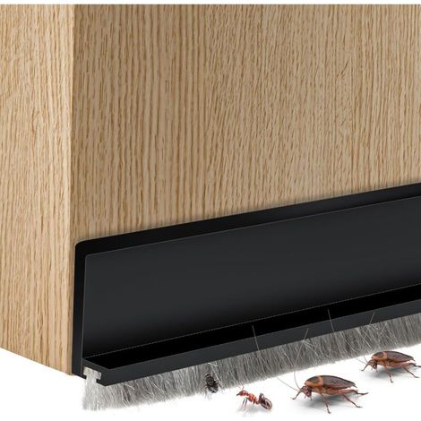 Integrierte Türdichtung Mit Bürste, Selbstklebende Türdichtung, Schall- Und Insektenabweisend (groß, Schwarz)