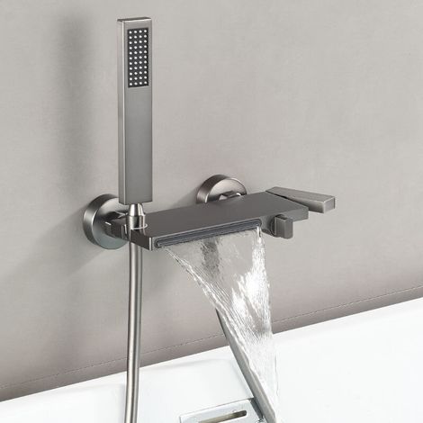 Kaskaden-badewannenarmatur, Schwarze Badewannenarmatur Mit 2-wege-handbrause, Einhebeliger Mischer Für Heißes Und Kaltes Wasser