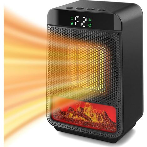 Mini-elektroheizung Für Den Innenbereich, Kleiner Kaminofen 1500w Mit 3d-led-flamme, Sicherheitschutz, Tragbarer Tischkaminofen