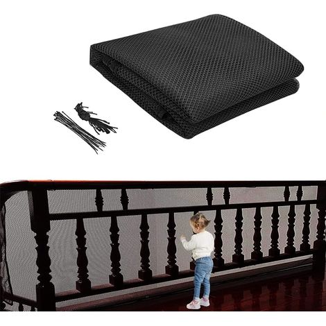 Sicherheitsnetz Für Kinder, Stabil Und Verstellbar, Für Balkone Und Treppen, Sicher Und Robust, Einfach Zu Installieren Und Zu Entfernen, 300x90cm, Schwarz