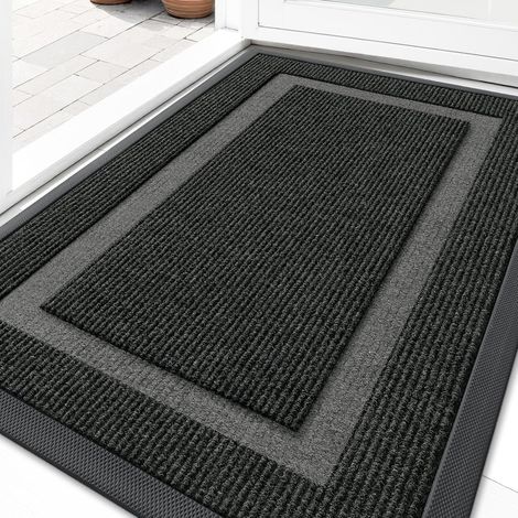 Fußmatte, Schwarz, 43,3 X 75 Cm, 1 Stück, Wasserdicht, Ganzjährig Verwendbar, Farbecht, Leicht Zu Reinigen. Fußmatte Für Terrasse/vorzimmer