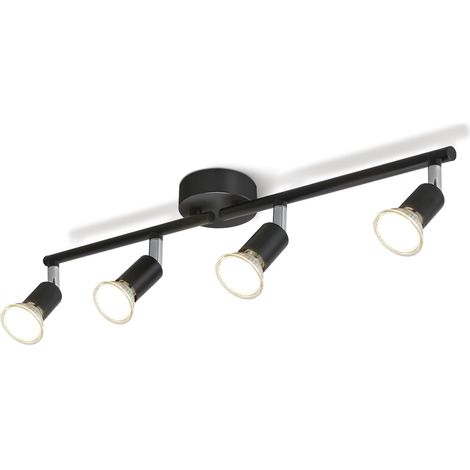 Led-deckenleuchte Mit Vier Lichtquellen, 330° Drehbar, Ideal Für Schlafzimmer, Küche Oder Flur, Gu10-fassung, Schwarz (ohne Leuchtmittel)