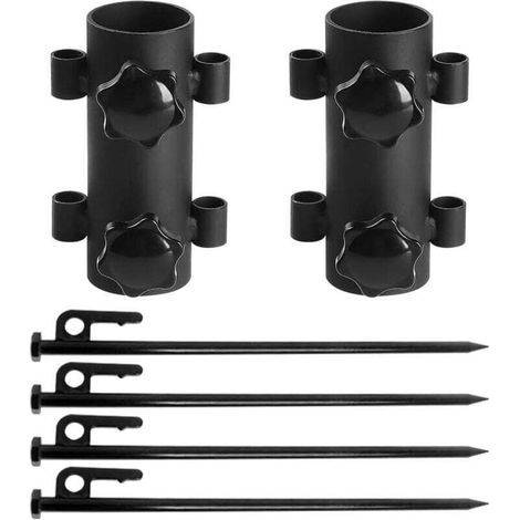 Parasolständer, Outdoor-bodenstecker Mit 4 Stück 40 Cm Langen Nägeln, Abnehmbarer Fuß Für Angeln Im Freien, Garten, Strand (schwarz)