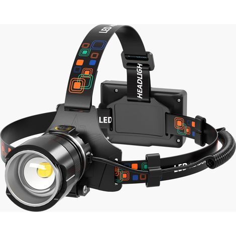 Schwarze Stirnlampe, Nachtfischlampe Für Den Außenbereich, Notlampe Für Camping Und Bergsteigen, Erweiterbarer Zoom Mit Sensoraktivierung.