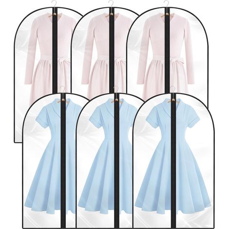 6 Stück Kleidersäcke, Staubdichte Aufhänger-kleiderhüllen, Transparente Kleiderschutzhüllen Mit Reißverschluss (60 100, Schwarz)