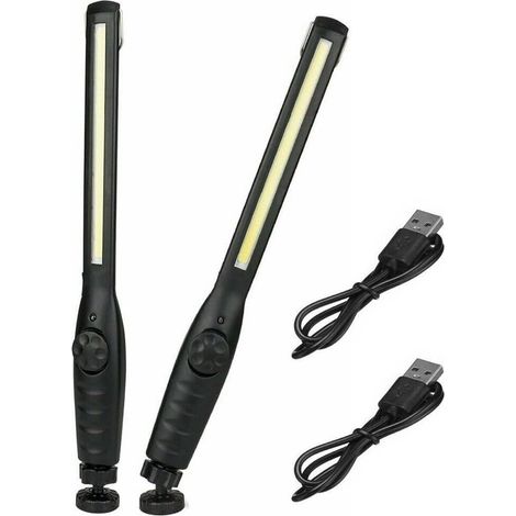 2 Stück Magnetische Led-arbeitsleuchte, Wiederaufladbare Superhelle Taschenlampe Für Garage, Camping, Wandern, Autoreparatur, Notfall [energieeffizienzklasse A]