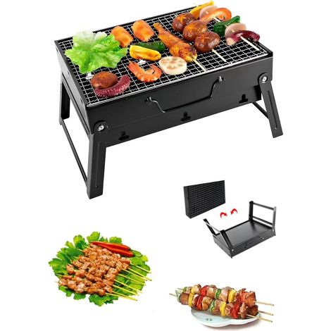 Tragbarer Holzkohlegrill Für 2 Bis 6 Personen, Faltbar Und Portabel, Aus Edelstahl, Ideal Für Picknicks, Reisen, Camping Auf Der Terrasse Oder Im Garten (43 X 29 X 23 Cm).