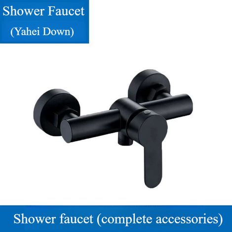 Schwarze Wandbatterie Aus Edelstahl Für Die Badewanne, Einhebeliger Duscharmatur Mit Abwärts Gerichtetem Wasserfluss (ohne Handbrause).
